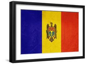 Grunge Sovereign State Flag Of Country Of Moldova In Official Colors-Speedfighter-Framed Art Print