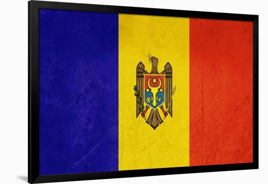 Grunge Sovereign State Flag Of Country Of Moldova In Official Colors-Speedfighter-Framed Art Print