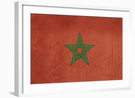 Grunge Sovereign State Flag Of Country Of Morocco In Official Colors-Speedfighter-Framed Art Print