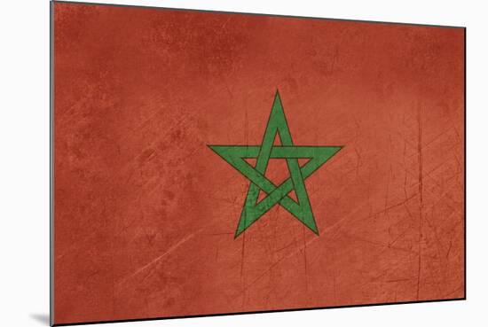 Grunge Sovereign State Flag Of Country Of Morocco In Official Colors-Speedfighter-Mounted Art Print