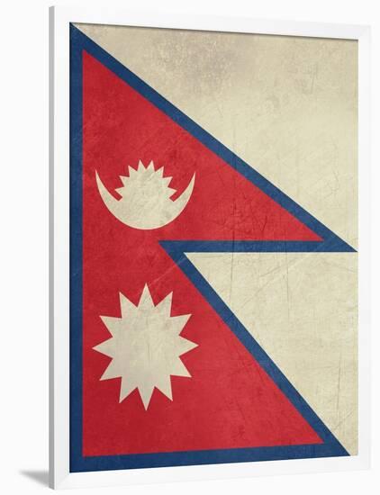 Grunge Sovereign State Flag Of Country Of Nepal In Official Colors-Speedfighter-Framed Art Print
