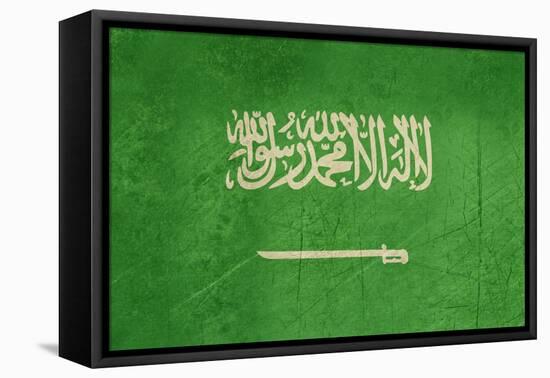 Grunge Sovereign State Flag Of Country Of Saudi Arabia In Official Colors-Speedfighter-Framed Stretched Canvas