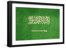 Grunge Sovereign State Flag Of Country Of Saudi Arabia In Official Colors-Speedfighter-Framed Art Print