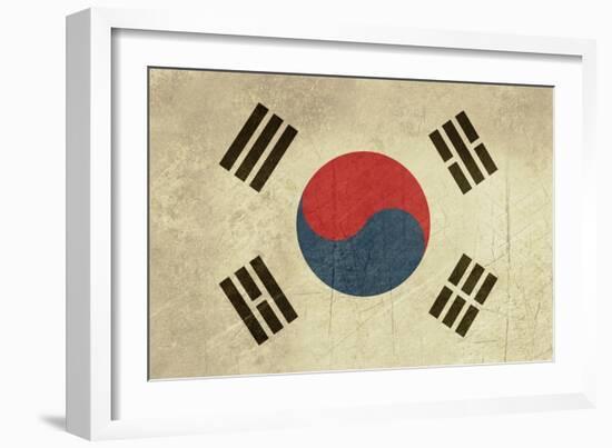 Grunge Sovereign State Flag Of Country Of South Korea In Official Colors-Speedfighter-Framed Art Print