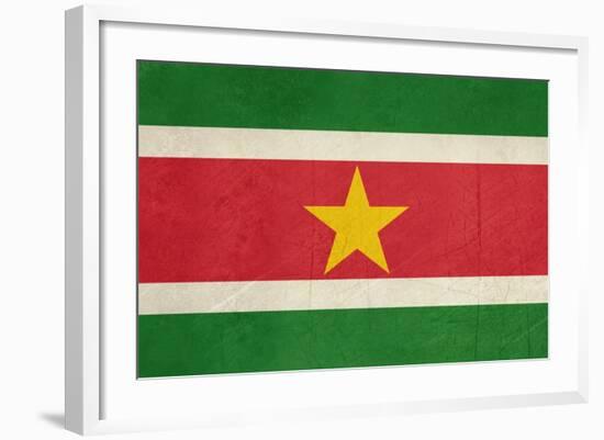 Grunge Sovereign State Flag Of Country Of Suriname In Official Colors-Speedfighter-Framed Art Print