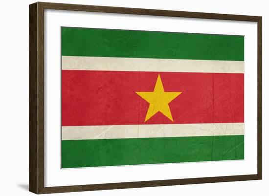 Grunge Sovereign State Flag Of Country Of Suriname In Official Colors-Speedfighter-Framed Art Print