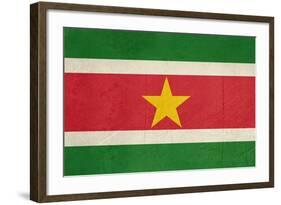 Grunge Sovereign State Flag Of Country Of Suriname In Official Colors-Speedfighter-Framed Art Print