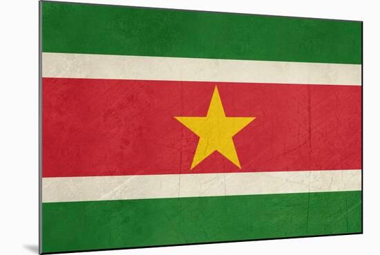Grunge Sovereign State Flag Of Country Of Suriname In Official Colors-Speedfighter-Mounted Art Print