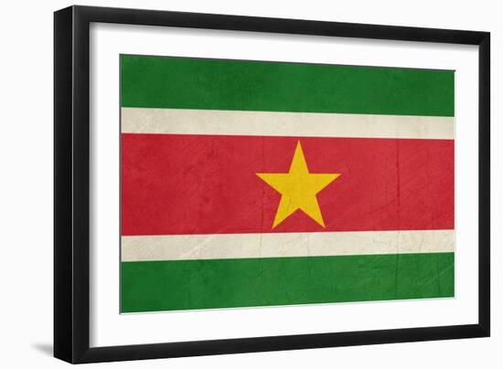 Grunge Sovereign State Flag Of Country Of Suriname In Official Colors-Speedfighter-Framed Art Print