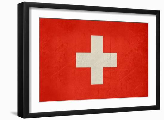 Grunge Sovereign State Flag Of Country Of Switzerland In Official Colors. F-Speedfighter-Framed Art Print