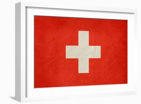 Grunge Sovereign State Flag Of Country Of Switzerland In Official Colors. F-Speedfighter-Framed Art Print