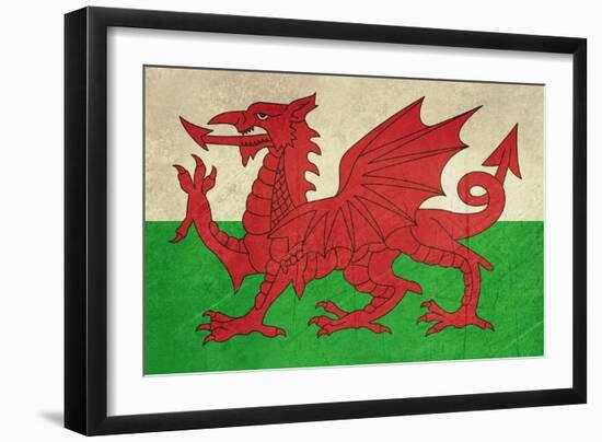 Grunge Welsh Dragon Flag Illustration, Isolated On White Background-Speedfighter-Framed Art Print