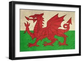 Grunge Welsh Dragon Flag Illustration, Isolated On White Background-Speedfighter-Framed Art Print