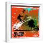 Grunge Winter Background with Skier Jumping,Vector Illustration-elanur us-Framed Art Print