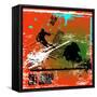 Grunge Winter Background with Skier Jumping,Vector Illustration-elanur us-Framed Stretched Canvas