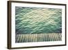 Grunge Wood Boards of a Pier over Ocean with Rippling Waves. Vintage Background-Michal Bednarek-Framed Photographic Print