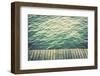 Grunge Wood Boards of a Pier over Ocean with Rippling Waves. Vintage Background-Michal Bednarek-Framed Photographic Print