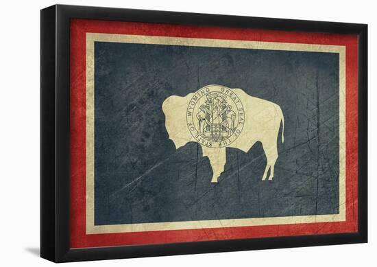 Grunge Wyoming State Flag Of America, Isolated On White Background-null-Framed Poster