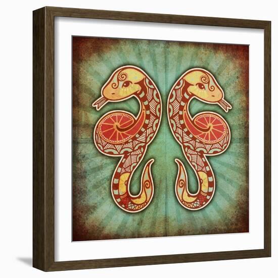 Grunge Zodiac - Gemini-krasstin-Framed Art Print