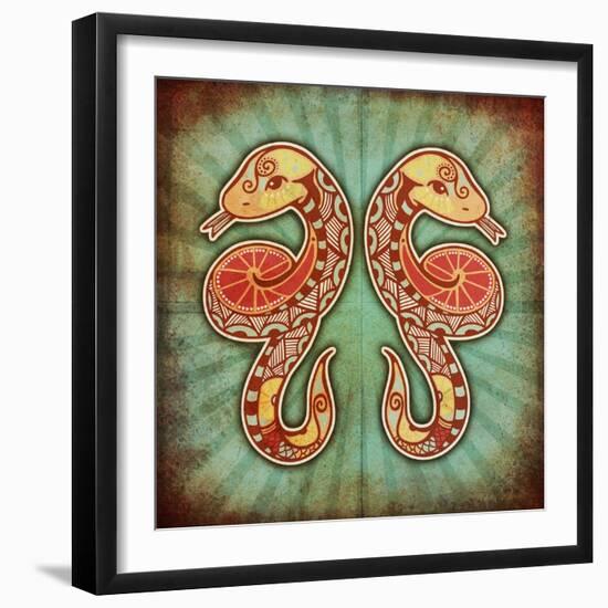 Grunge Zodiac - Gemini-krasstin-Framed Art Print