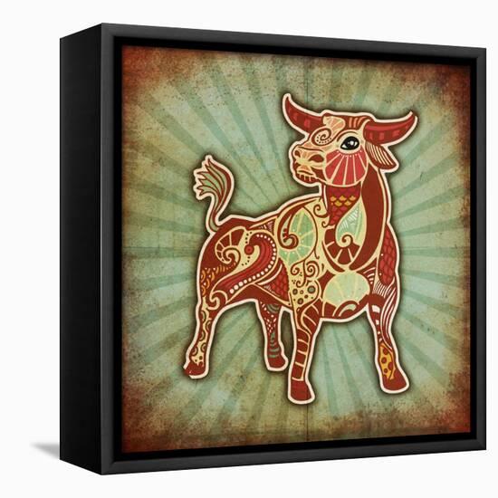 Grunge Zodiac - Taurus-krasstin-Framed Stretched Canvas