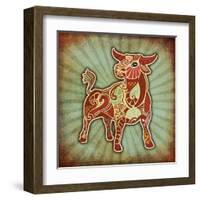 Grunge Zodiac - Taurus-krasstin-Framed Art Print