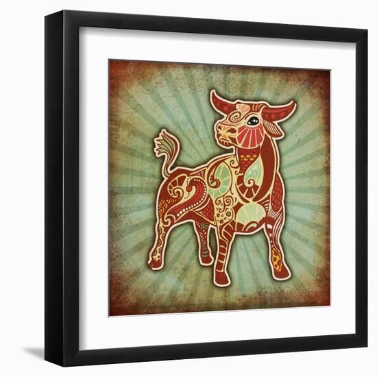 Grunge Zodiac - Taurus-krasstin-Framed Art Print