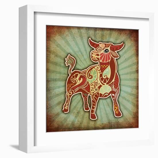 Grunge Zodiac - Taurus-krasstin-Framed Art Print