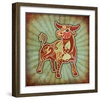 Grunge Zodiac - Taurus-krasstin-Framed Art Print