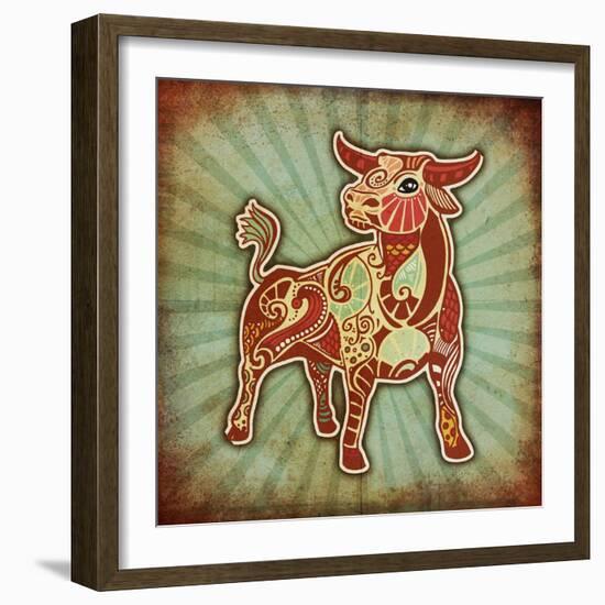 Grunge Zodiac - Taurus-krasstin-Framed Art Print