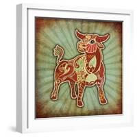 Grunge Zodiac - Taurus-krasstin-Framed Art Print