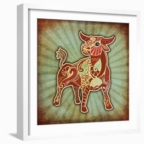 Grunge Zodiac - Taurus-krasstin-Framed Art Print