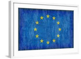 Grungy European Flag-clearviewstock-Framed Art Print