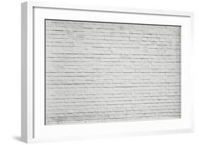 Grungy Textured White Horizontal Stone and Brick Paint Architectural Wall and Floor-Vladitto-Framed Art Print
