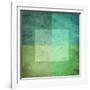 Grungy Watercolor-Like Graphic Abstract Background. Green-landio-Framed Art Print