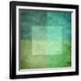 Grungy Watercolor-Like Graphic Abstract Background. Green-landio-Framed Art Print