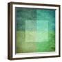 Grungy Watercolor-Like Graphic Abstract Background. Green-landio-Framed Art Print