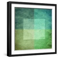 Grungy Watercolor-Like Graphic Abstract Background. Green-landio-Framed Art Print