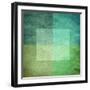 Grungy Watercolor-Like Graphic Abstract Background. Green-landio-Framed Art Print