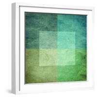 Grungy Watercolor-Like Graphic Abstract Background. Green-landio-Framed Art Print