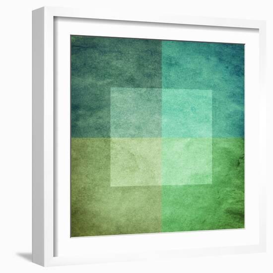 Grungy Watercolor-Like Graphic Abstract Background. Green-landio-Framed Art Print