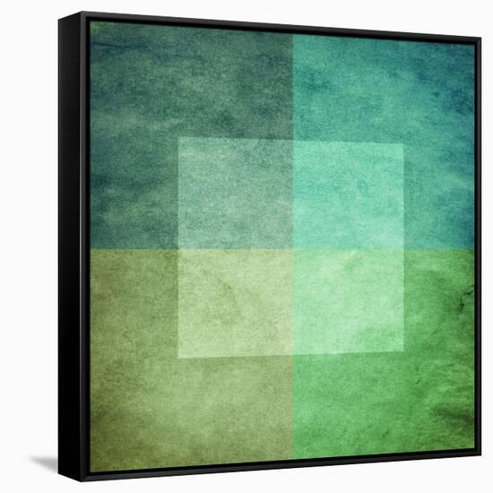 Grungy Watercolor-Like Graphic Abstract Background. Green-landio-Framed Stretched Canvas