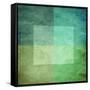 Grungy Watercolor-Like Graphic Abstract Background. Green-landio-Framed Stretched Canvas