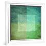 Grungy Watercolor-Like Graphic Abstract Background. Green-landio-Framed Art Print