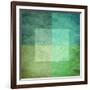 Grungy Watercolor-Like Graphic Abstract Background. Green-landio-Framed Art Print