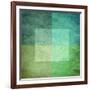 Grungy Watercolor-Like Graphic Abstract Background. Green-landio-Framed Art Print