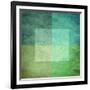 Grungy Watercolor-Like Graphic Abstract Background. Green-landio-Framed Art Print