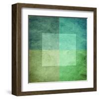 Grungy Watercolor-Like Graphic Abstract Background. Green-landio-Framed Art Print