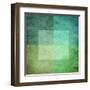 Grungy Watercolor-Like Graphic Abstract Background. Green-landio-Framed Art Print