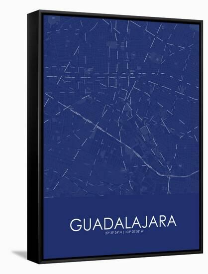 Guadalajara, Mexico Blue Map-null-Framed Stretched Canvas